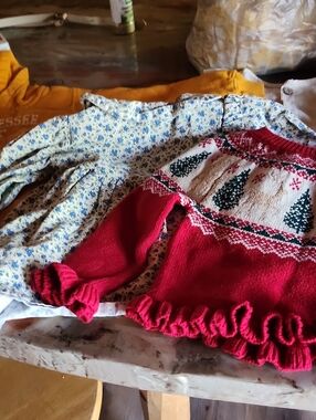 Girls 12 /18 Month Bundle Dress Sweater Tn Sweatshirt And A Onsie